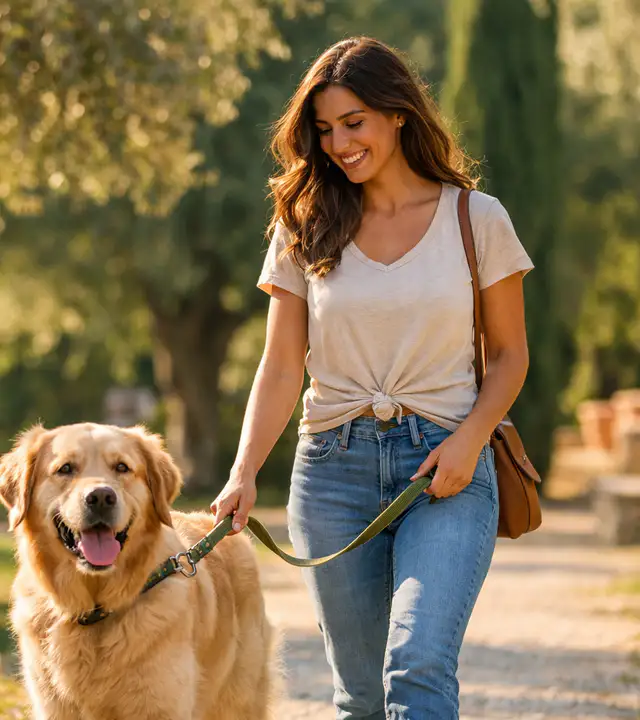 Proprietario felice con il suo cane al parco